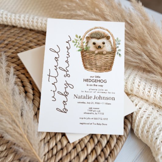 Invitation Cute Sweet Little Hedgehog Virtual Baby Shower