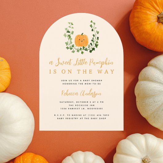 Invitation Cute Sweet Little Pumpkin Fall Baby Shower