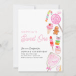 Invitation Cute SWEET ONE Candy Kids Candyland 1er anniversai<br><div class="desc">Cute SWEET ONE Candy Kids Candyland 1er anniversaire Invitation</div>