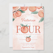 Invitation Cute Sweet Peach tournant QUATRE fête d'anniversai (Devant)