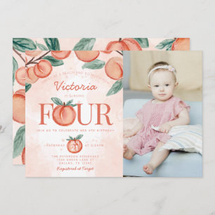 Invitation Cute Sweet Peach tournant QUATRE fête d'anniversai