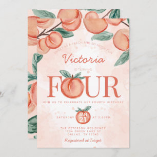 Invitation Cute Sweet Peach tournant QUATRE fête d'anniversai