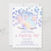 Invitation Cute Sweet Rainbow Unicorn Fête d'anniversaire fil (Devant)