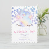 Invitation Cute Sweet Rainbow Unicorn Fête d'anniversaire fil (Debout devant)