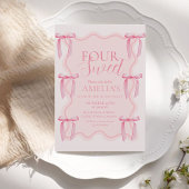 Invitation Cute Sweet Rose Bow 4e fête d'anniversaire