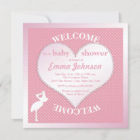 Cute Sweet Rose cigogne Coeur bébé fille Douche