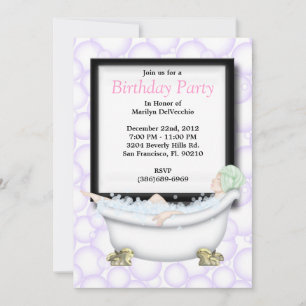 Invitation CUTE Sweet Spa Bain Massage et Beauty Party Invit