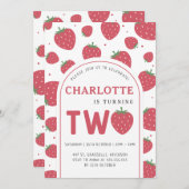 Invitation Cute Sweet Strawberry 2e fête d'anniversaire (Devant / Derrière)