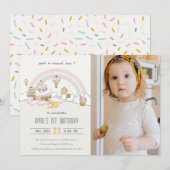 Invitation Cute Swete One Candy Land Photo`1er anniversaire (Devant / Derrière)