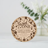 Invitation Cute Swete One Cookie Kids Premier anniversaire (Debout devant)
