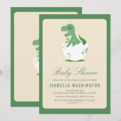 Invitation Cute T.Rex nouvellement éclos dans le Baby shower  (Devant / Derrière)