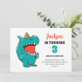 Invitation Cute T-Rex Unicorn Enfants Dinosaure Anniversaire (Debout devant)