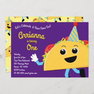 Invitation Cute Taco Mexicaine Nourriture Enfants 1ère fête d