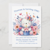 Invitation Cute Teddy Bear 1er anniversaire (Devant)