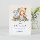 Invitation Cute Teddy Bear 2e anniversaire (Debout devant)