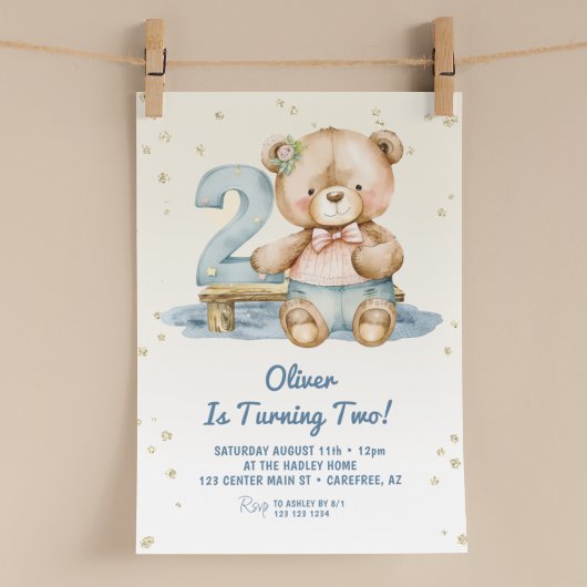 Invitation Cute Teddy Bear 2e anniversaire
