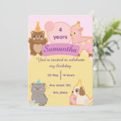 Invitation Cute Teddy Bear 4th Birthday Editable Template (Debout devant)