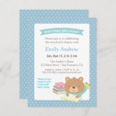 Invitation Cute Teddy Bear Apportez un Baby shower de livre (Devant / Derrière)