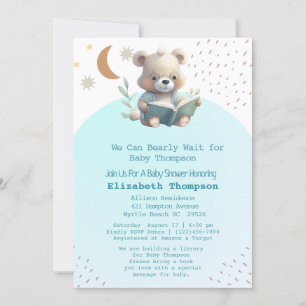 Invitation Cute Teddy Bear Apportez un Baby shower de livre