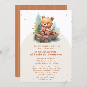 Invitation Cute Teddy Bear Apportez un Baby shower de livre