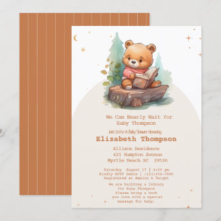 Invitation Cute Teddy Bear Apportez un Baby shower de livre