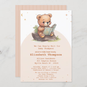 Invitation Cute Teddy Bear Apportez un Baby shower de livre