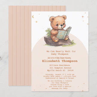 Invitation Cute Teddy Bear Apportez un Baby shower de livre