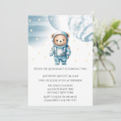 Invitation Cute Teddy Bear Astronaut fête d'anniversaire (Debout devant)