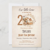 Invitation Cute Teddy Bear Automne Citrouille Boy 2e annivers (Devant)