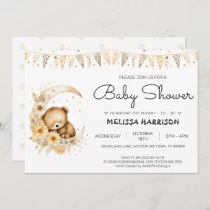 Invitation Cute Teddy Bear Baby Boy Douche