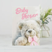 Invitation Cute Teddy Bear Baby Shower  (Debout devant)