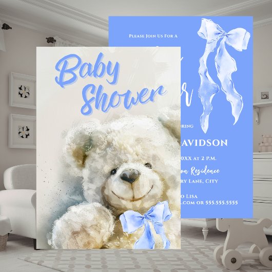 Invitation Cute Teddy Bear Baby Shower 