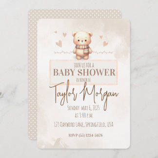 Invitation Cute Teddy Bear Baby Shower