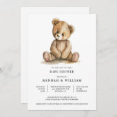 Invitation Cute Teddy Bear Baby Shower (Devant / Derrière)