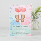 Invitation Cute Teddy Bear Balloon Theme (Debout devant)