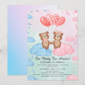 Invitation Cute Teddy Bear Balloon Theme (Devant / Derrière)