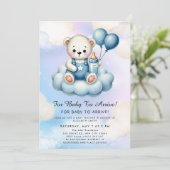 Invitation Cute Teddy Bear Balloon Theme (Debout devant)