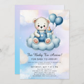 Invitation Cute Teddy Bear Balloon Theme (Devant / Derrière)