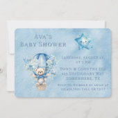 Invitation Cute Teddy Bear Hot Air Balloon Baby shower garçon (Devant)