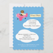 Invitation Cute Teddy Bear Pilote Avion C'est une fille (Devant)