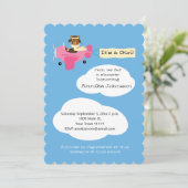 Invitation Cute Teddy Bear Pilote Avion C'est une fille (Debout devant)