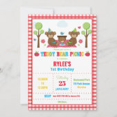 Invitation Cute Teddy Bear Pique-nique 1er Anniversaire Fête  (Devant)