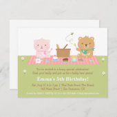Invitation Cute Teddy Bear Pique-nique Anniversaire Fête Invi (Devant / Derrière)