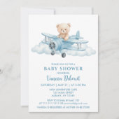 Invitation Cute Teddy Bear Sky Adventure Baby shower (Devant)