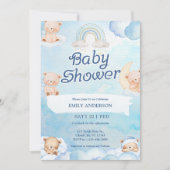 Invitation Cute Teddy Bear Twinkle Little Star Cloud (Devant)