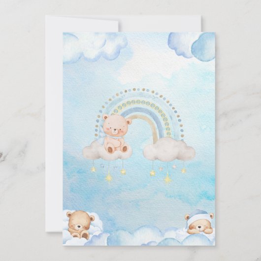 Invitation Cute Teddy Bear Twinkle Little Star Cloud (Dos)
