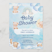 Invitation Cute Teddy Bear Twinkle Little Star Cloud (Devant / Derrière)