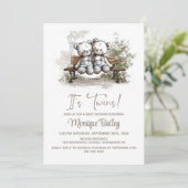 Invitation Cute Teddy Bear Twins Baby Shower (Debout devant)