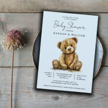 Cute Teddy Ours Bleu Baby Baby shower garçon