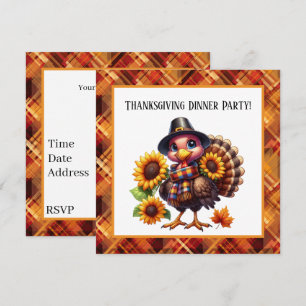 Invitation Cute Thanksgiving dinde de vacances